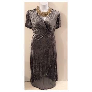 Gray Wrap Around Velvet Hi Lo Dress